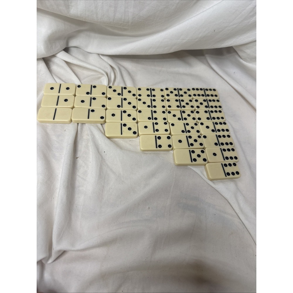 Vintage MCM Ebony & Ivory Domino Game Catalin 28 Pieces Set Loose EUC